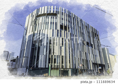 水彩画風 富山市街 富山第一銀行本店 TOYAMAキラリ 富山県富山市 水彩画風 富山市街 富山第一銀行本店 TOYAMAキラリ 富山県富山市 111889634