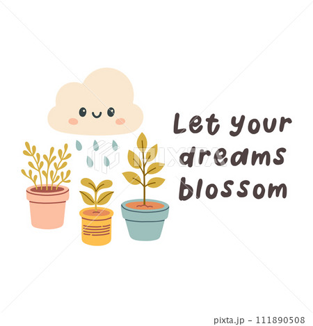 Hello spring quotes. Floral springtime hand drawn prints design. Positive phrases for stickers, postcards or posters Hello spring quotes. Floral springtime hand drawn prints design. Positive phrases for stickers, postcards or posters 111890508