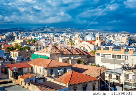 Holy Trinity church and Limassol cityscape. Cyprus 111890933
