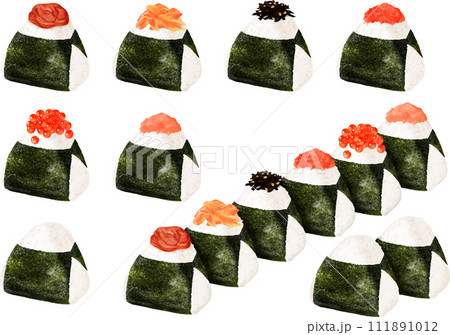おにぎり バラエティ 梅干し こんぶ 明太子 たらこ イクラ 鮭 塩むすび 和食 111891012