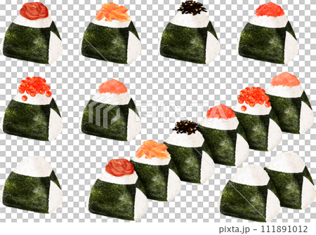 おにぎり バラエティ 梅干し こんぶ 明太子 たらこ イクラ 鮭 塩むすび 和食 111891012