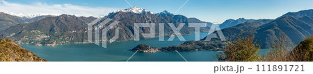 Magnificent view of Bellagio at lake Como, seen from Monte Crocione 111891721