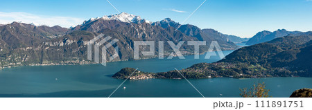 Magnificent view of Bellagio at lake Como, seen from Monte Crocione 111891751