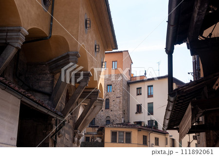 Famous Ponte Vecchio from medieval times in the city center of Florence 111892061