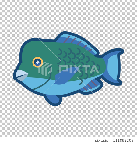 可愛的鸚嘴魚的插圖 可愛的鸚嘴魚的插圖 111892205