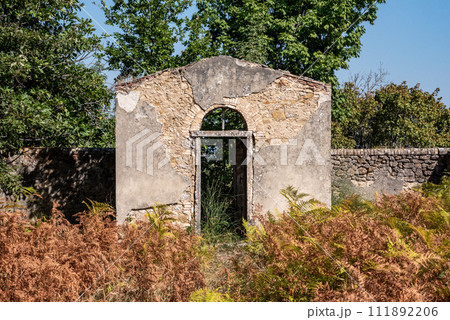 A small derelict cemetery near the Cellole monastery in the beautiful landscape of the Tuscany A small derelict cemetery near the Cellole monastery in the beautiful landscape of the Tuscany 111892206
