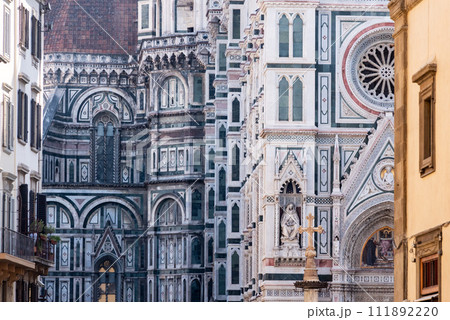 Neo-gothic facade of the cathedral Santa Maria del Fiore in Florence Neo-gothic facade of the cathedral Santa Maria del Fiore in Florence 111892220