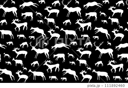 Primitive rock painting. Vector drawing 111892460
