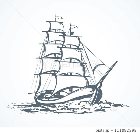 Sailing vessel. Vector drawing Sailing vessel. Vector drawing 111892598