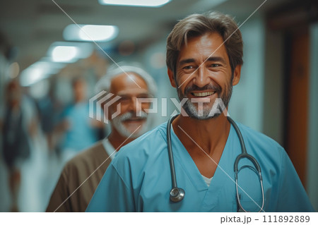 Supportive Medical Professional Guiding Senior Patient Supportive Medical Professional Guiding Senior Patient 111892889