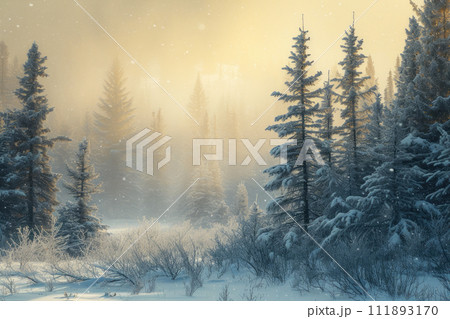 Icy Elegance: Scenic Snow-covered Forest Icy Elegance: Scenic Snow-covered Forest 111893170