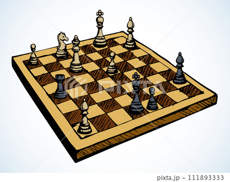 Chess figures. Vector pen drawing 111893333