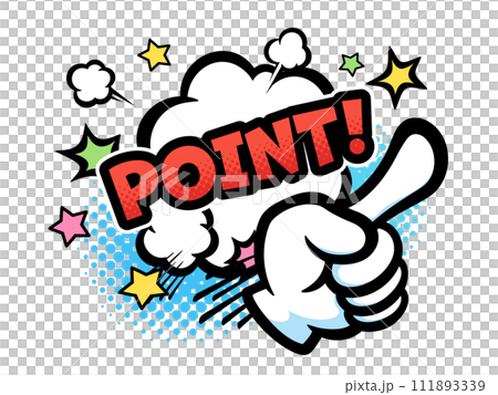 アメコミ風_手袋をした手で指差しのポーズをするイラスト_ポイント 111893339