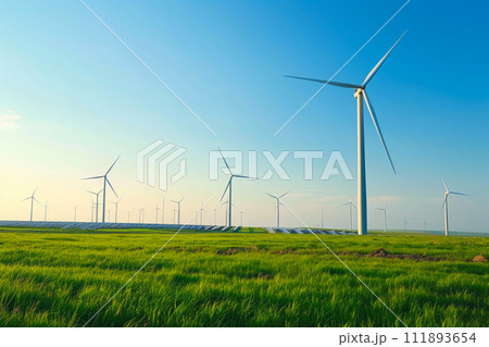 Renewable Energy Landscape: Turbines and Solar Panels in Harmony 111893654