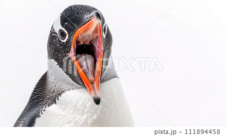 驚いた顔をするペンギン 111894458