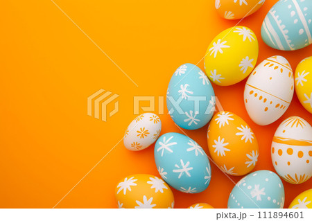 Spring Celebration: Bright Eggs on Orange 111894601