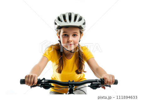 Cycling Enthusiast on White Background Cycling Enthusiast on White Background 111894633