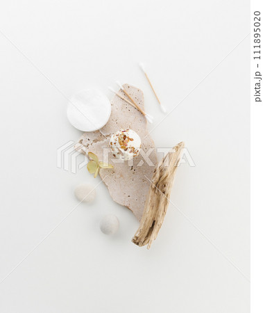 a bath bomb made of natural materials and personal hygiene items 111895020