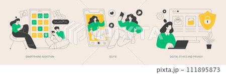 Digital behaviour abstract concept vector illustrations. 111895873