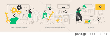 Repair and maintenance services abstract concept vector illustrations. Repair and maintenance services abstract concept vector illustrations. 111895874