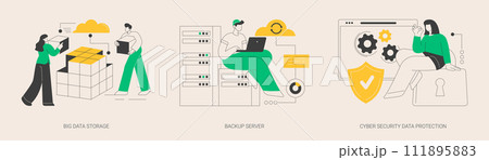 Data backup software abstract concept vector illustrations. Data backup software abstract concept vector illustrations. 111895883