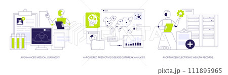 AI in Healthcare abstract concept vector illustrations. AI in Healthcare abstract concept vector illustrations. 111895965