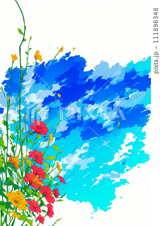 AIで生成した可愛い花と青い空の背景 AIで生成した可愛い花と青い空の背景 111896348