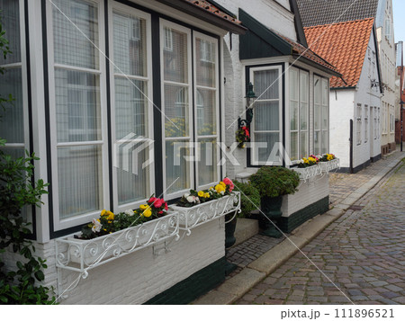 Husum city at the north sea in germany 111896521
