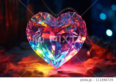 Crystal heart sparkling neon 111896729