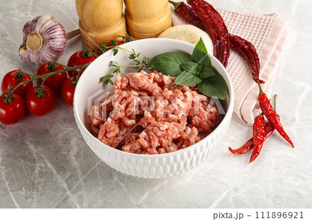 Raw minced pork uncooked meat 111896921