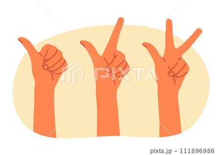 One two three hand gesture 111896986