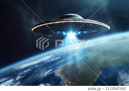 地球に接近するUFOのイメージ 111898168