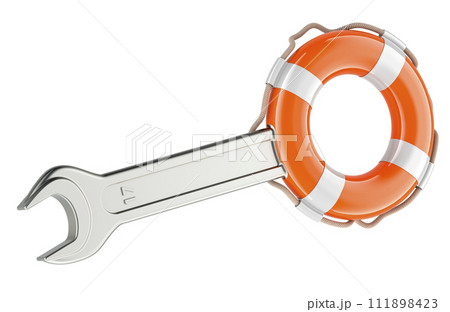 Wrench with lifebelt, 3D rendering 111898423