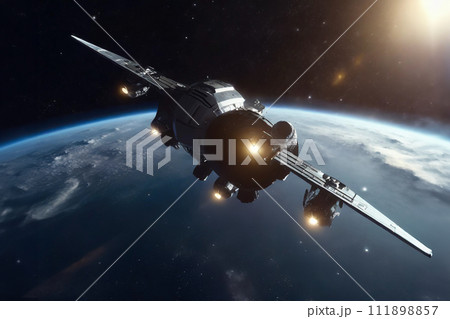 地球に接近する宇宙船のイメージ 地球に接近する宇宙船のイメージ 111898857