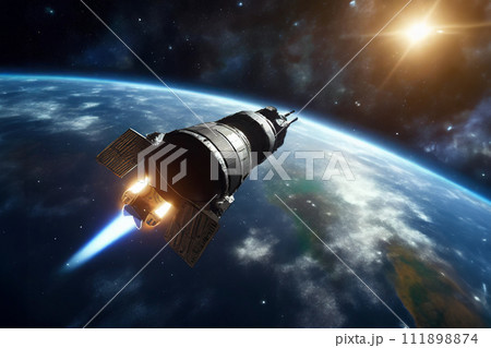 地球に接近する宇宙船のイメージ 111898874