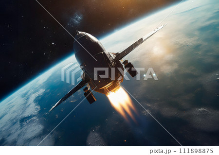 地球に接近する宇宙船のイメージ 111898875