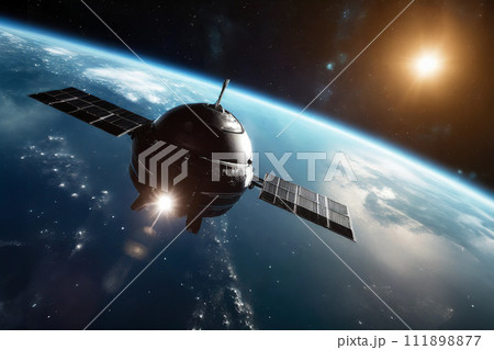 地球に接近する宇宙船のイメージ 地球に接近する宇宙船のイメージ 111898877