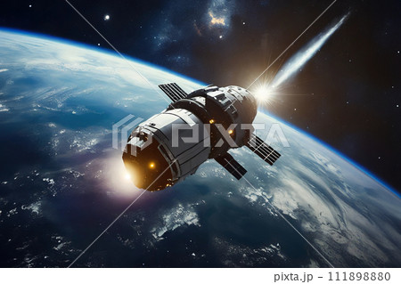 地球に接近する宇宙船のイメージ 111898880