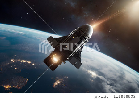 地球に接近する宇宙船のイメージ 111898905