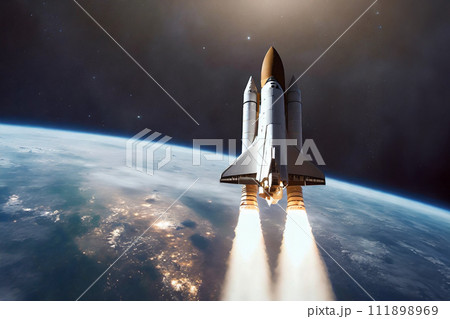 地球に接近するスペースシャトルのイメージ 111898969
