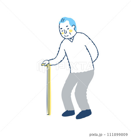 杖をついて歩いているシニア男性 111899809