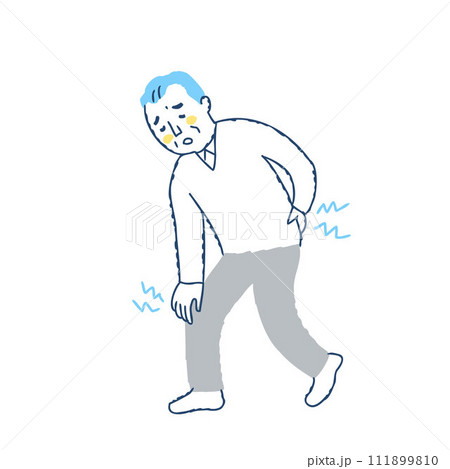 膝と腰が痛いシニア男性 111899810