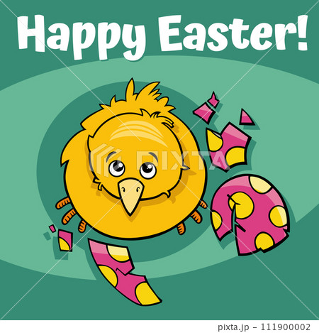 cartoon Easter Chick hatched from Easter egg greeting card 111900002