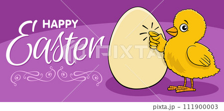 cartoon Easter Chick knocking on an egg greeting card cartoon Easter Chick knocking on an egg greeting card 111900003