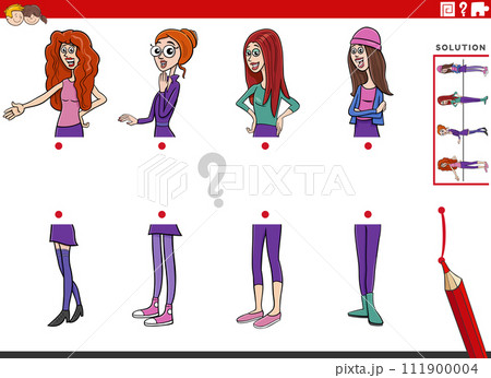 match halves of pictures with comic girls educational game 111900004