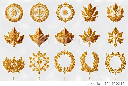 金の文字入れカラフルエンブレムまとめセット 111900212