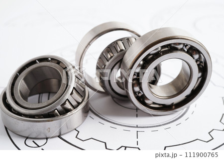 Engineering and precision tools with metal ball bering, mechanical industrial. 111900765