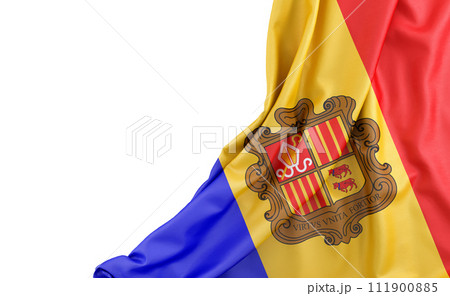 Flag of Andorra with empty space on the left. Isolated. 3D Rendering Flag of Andorra with empty space on the left. Isolated. 3D Rendering 111900885