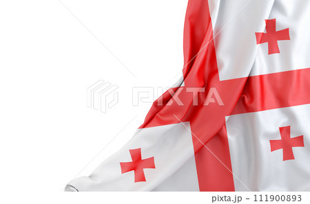 Flag of Georgia with empty space on the left. Isolated. 3D Rendering Flag of Georgia with empty space on the left. Isolated. 3D Rendering 111900893