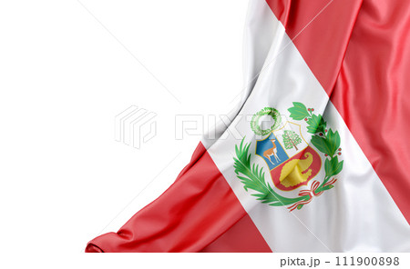 Flag of Peru with empty space on the left. Isolated. 3D Rendering 111900898